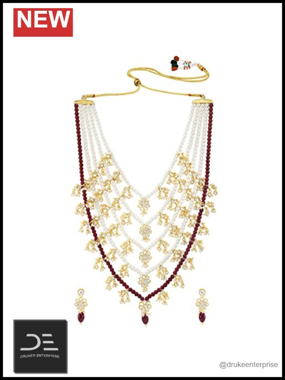 Handcrafted Multi Layered Floral Necklace & Earrings Jewelry Set Gift